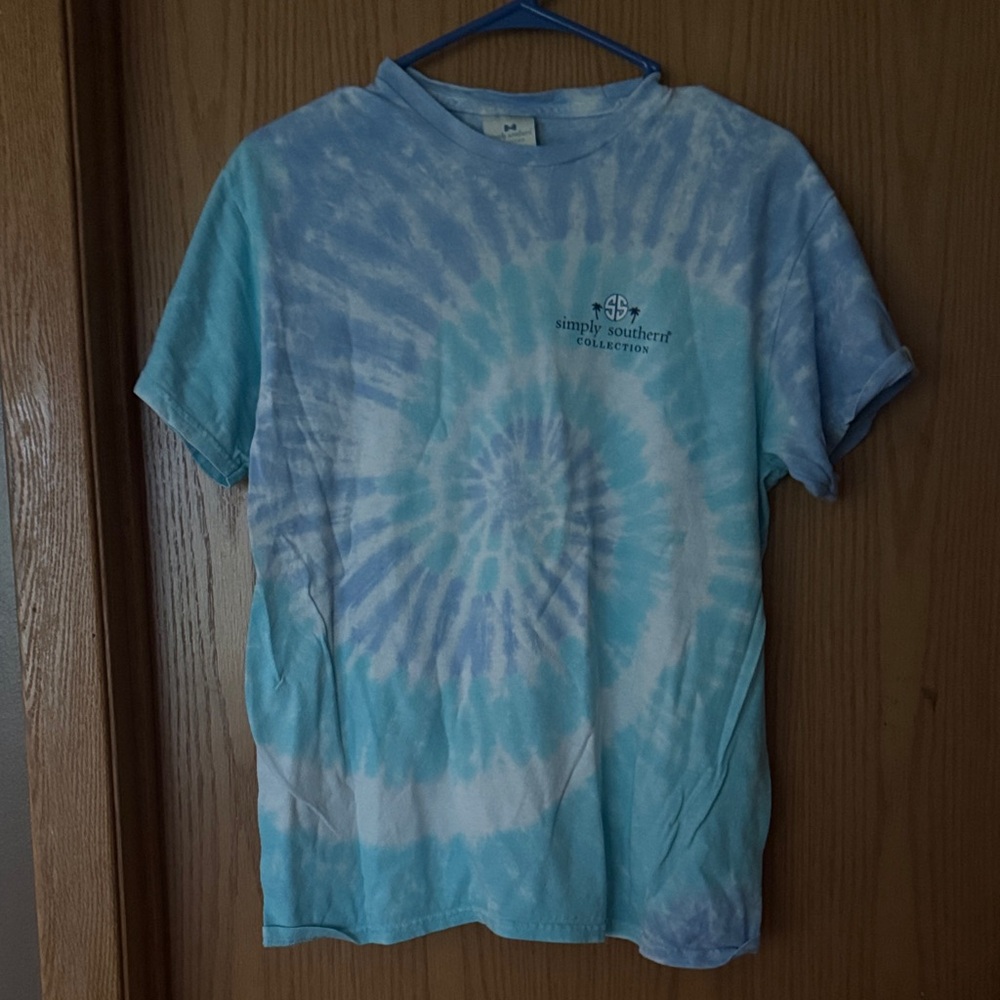 Simply Southern Kids Spiral Tie-Dye Tee - Blue and White